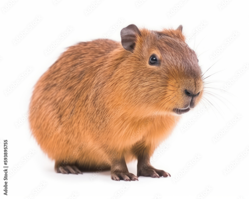 photo of capybara isolated on white background. Generative AI photo of capybara isolated on white background. Generative AI