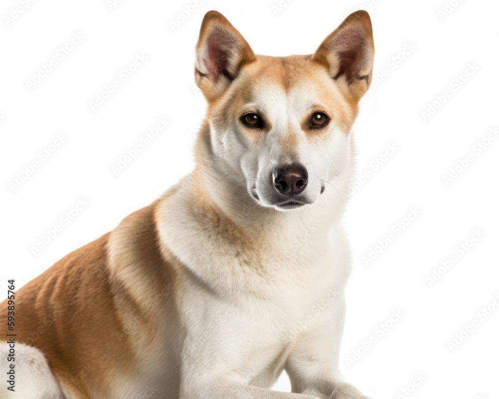 photo of Canaan dog isolated on white background. Generative AI