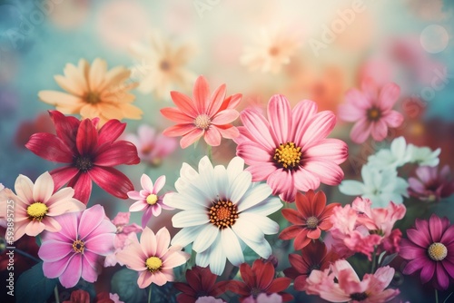 flower spring watercolor blossom design bokeh pastel color valentine peonies background. Generative AI. © SHOTPRIME STUDIO
