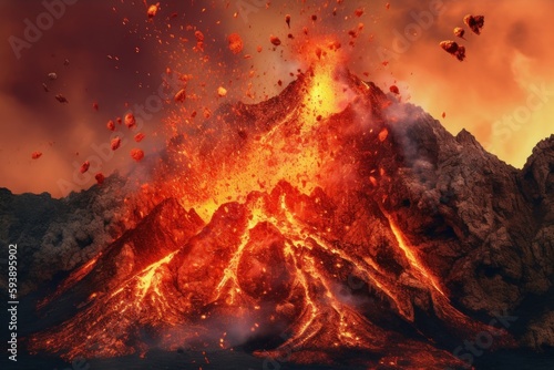 Big volcanic eruption. Generate Ai
