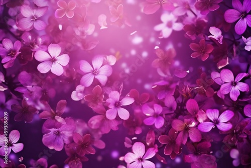 beautiful nature copy floral flowers green leaf spring blossom space pink background. Generative AI.