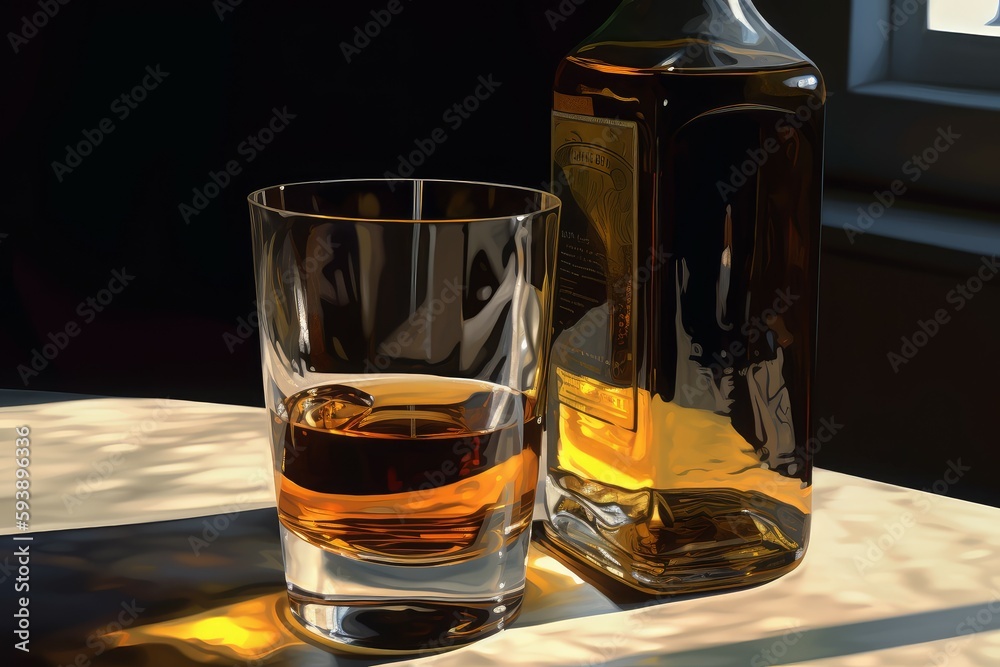 Whisky glass bottle. Generate Ai