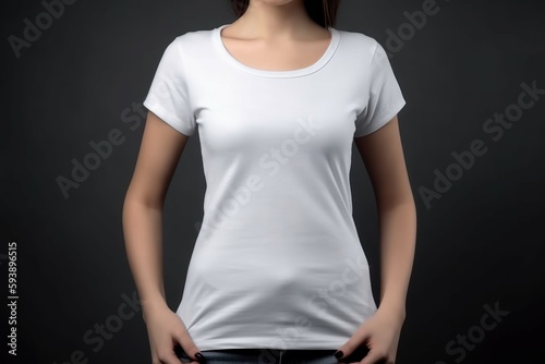 White tshirt female mockup. Generate Ai