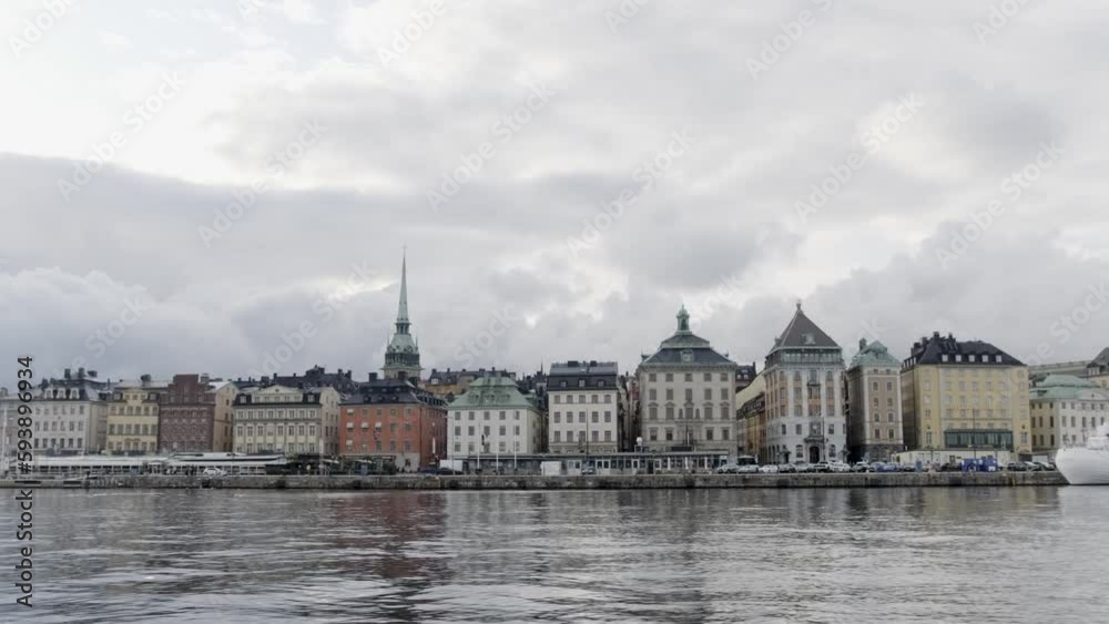 Row of houses in Stockholm harbour Row of houses in Stockholm harbour