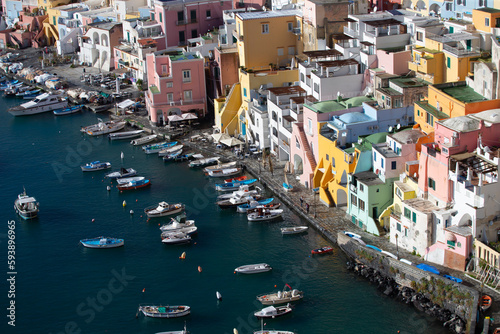 Beautiful fishing village, Marina Corricella on Procida Island, Bay of Naples, Italy. © erika8213