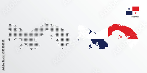 Set of political maps of Panama with regions isolated and flag on white background