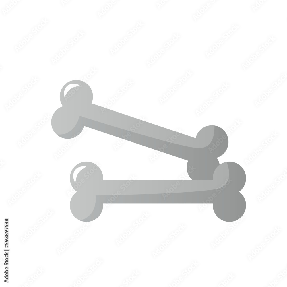 Toys for pets in flat vector illustration. Pets accessories for pet's shop or vet. Bone vector flat icon isolated on white background. 