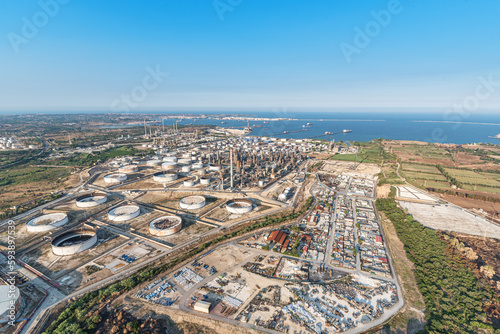 Industrial area in Syracuse Sicily, aerial view