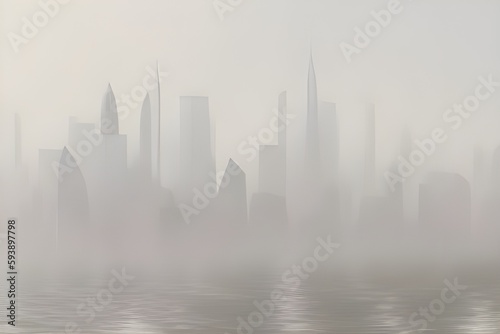 Sandstorm in the city  pastel image with a city panorama  illustration  painting  poster. AI generated.