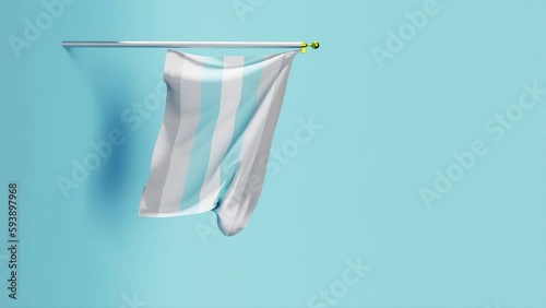 Demiboy Pride Flag flutters against blue background; vertical video 3D render photo