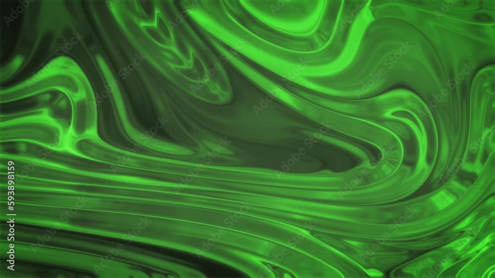 Luminous Green Abstract Liquid Swirling On Surface.