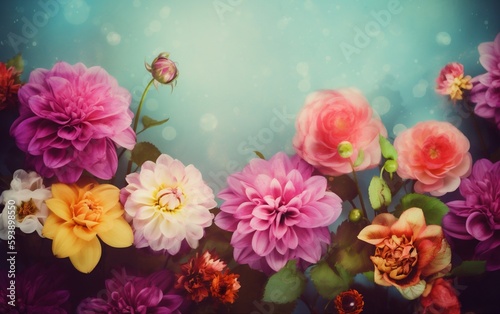 background watercolor color valentine pastel peonies blossom design floral spring flower. Generative AI.