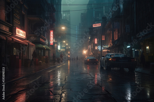 The city of the future in Blade Runner style.