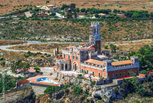 Aerial view of the Tafuri castle of Portopalo in Sicily
