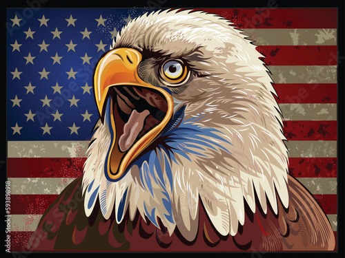 American Redoubtable  Eagle with USA flags