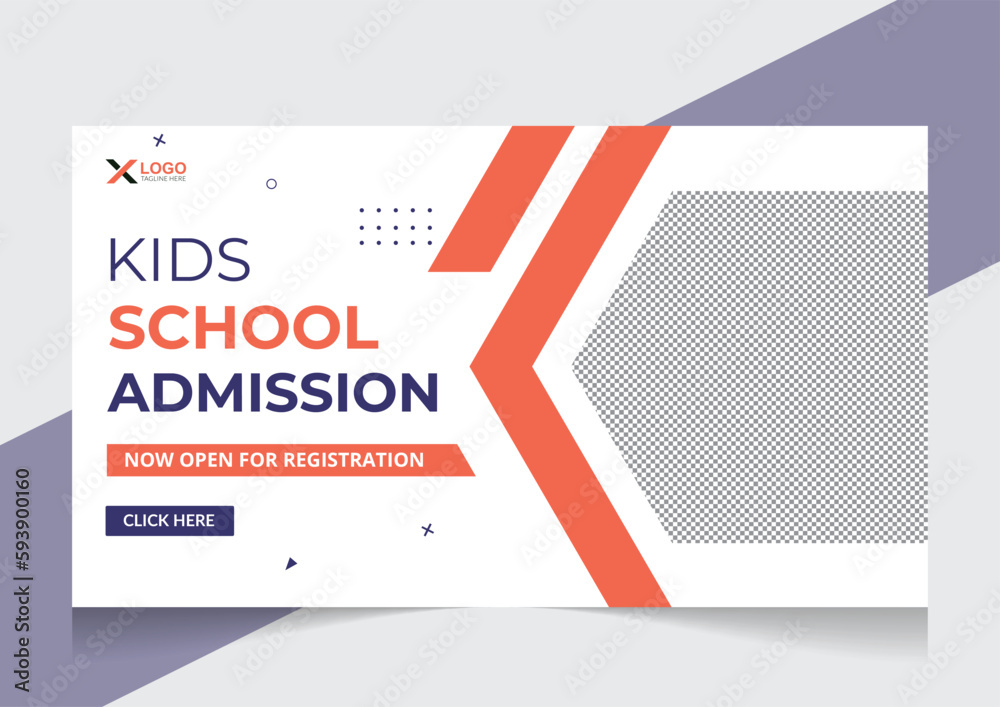 kid’s Back to school admission youtube video thumbnail and web banner template