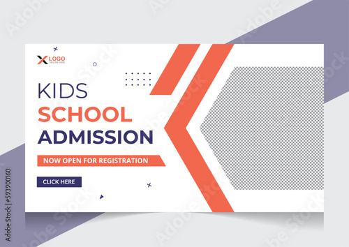 Obraz na płótnie kid’s Back to school admission youtube video thumbnail and web banner template w salonie