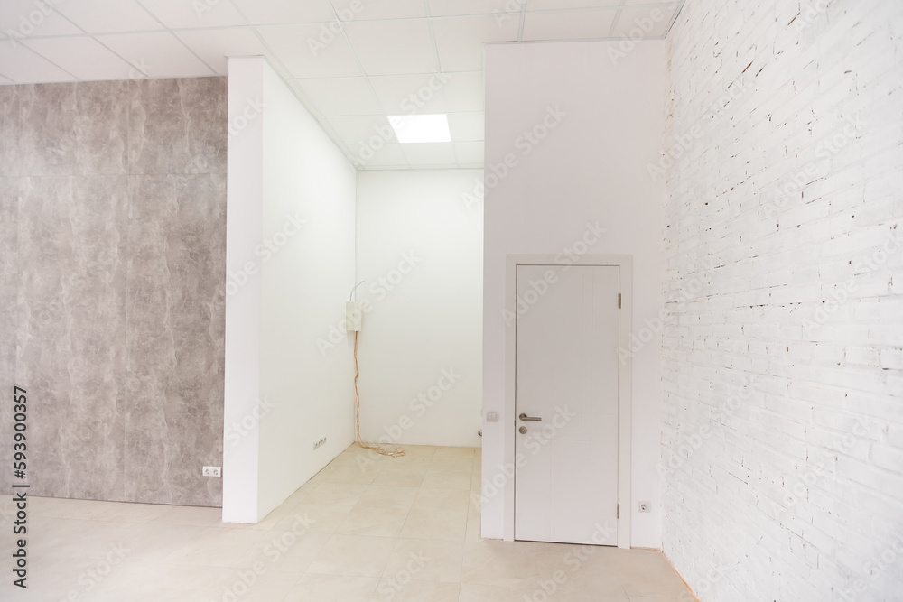 interior photo, apartment after new renovation without furniture in loft style