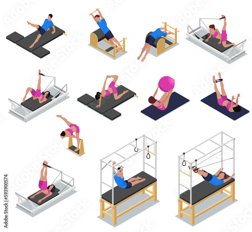 Isometric Pilates Icon Set