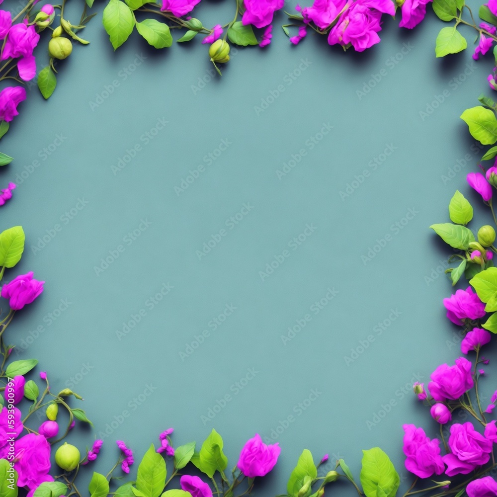 Background for the text in bright colors with a gradient. With flowers along the contour.