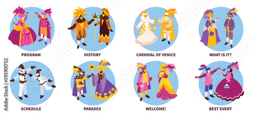 Isometric Venetian Costumes Compositions