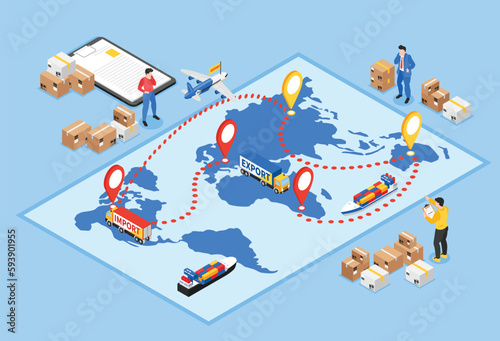 Isometric Export Routes Composition