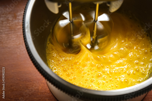 cooking process beat eggs with an electric mixer, cooking baking cooking.