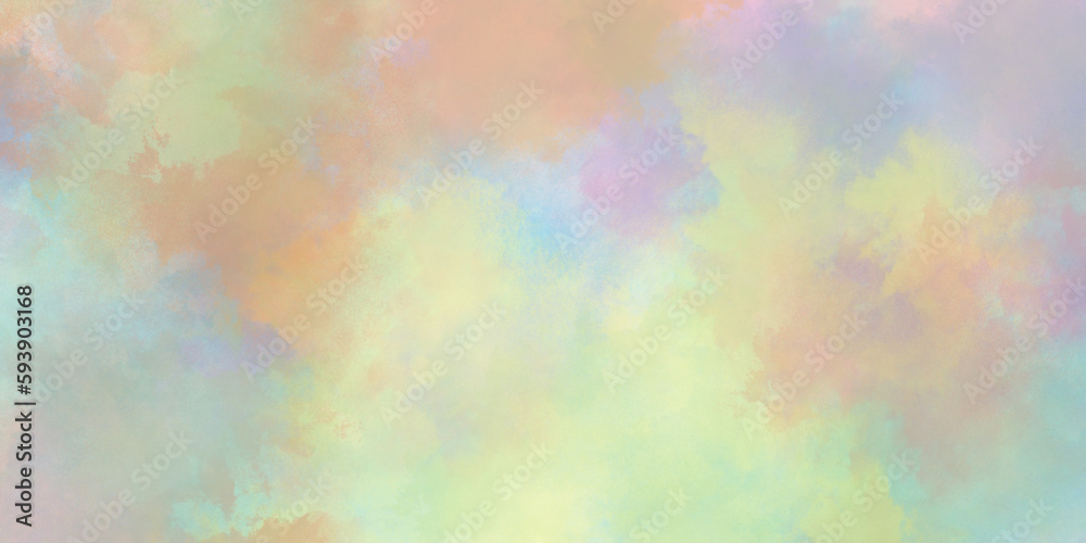 Abstract multicolored brush painted watercolor background with watercolor stains, painted colorful Rainbow watercolor background, Bright multicolor background with pink and blue and yellow colors.	