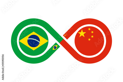 unity concept. brazilian portuguese and chinese language translation icon. vector illustration isolated on white background