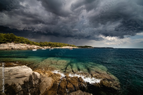 Scenic view of the stormy clouds over the sea in Croatia perfect for wallpapers