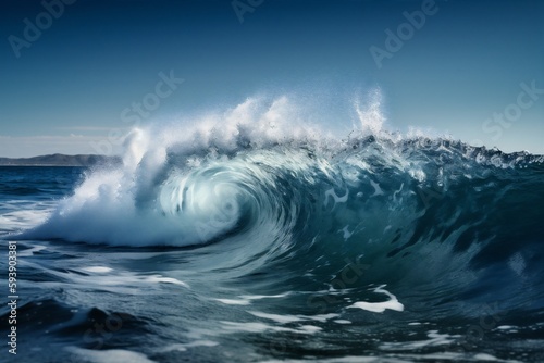 wave cool liquid blue nature water surfing sea crash ocean. Generative AI. © SHOTPRIME STUDIO