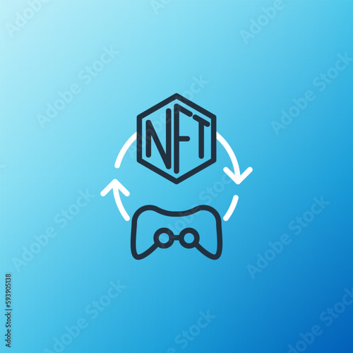 Line NFT Digital crypto art icon isolated on blue background. Non fungible token. Colorful outline concept. Vector