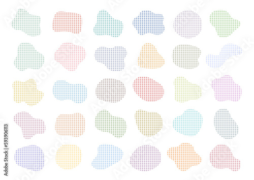 流体シェイプイラストセット: ドット柄グラデーション