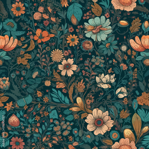 Vector floral seamless pattern illustration