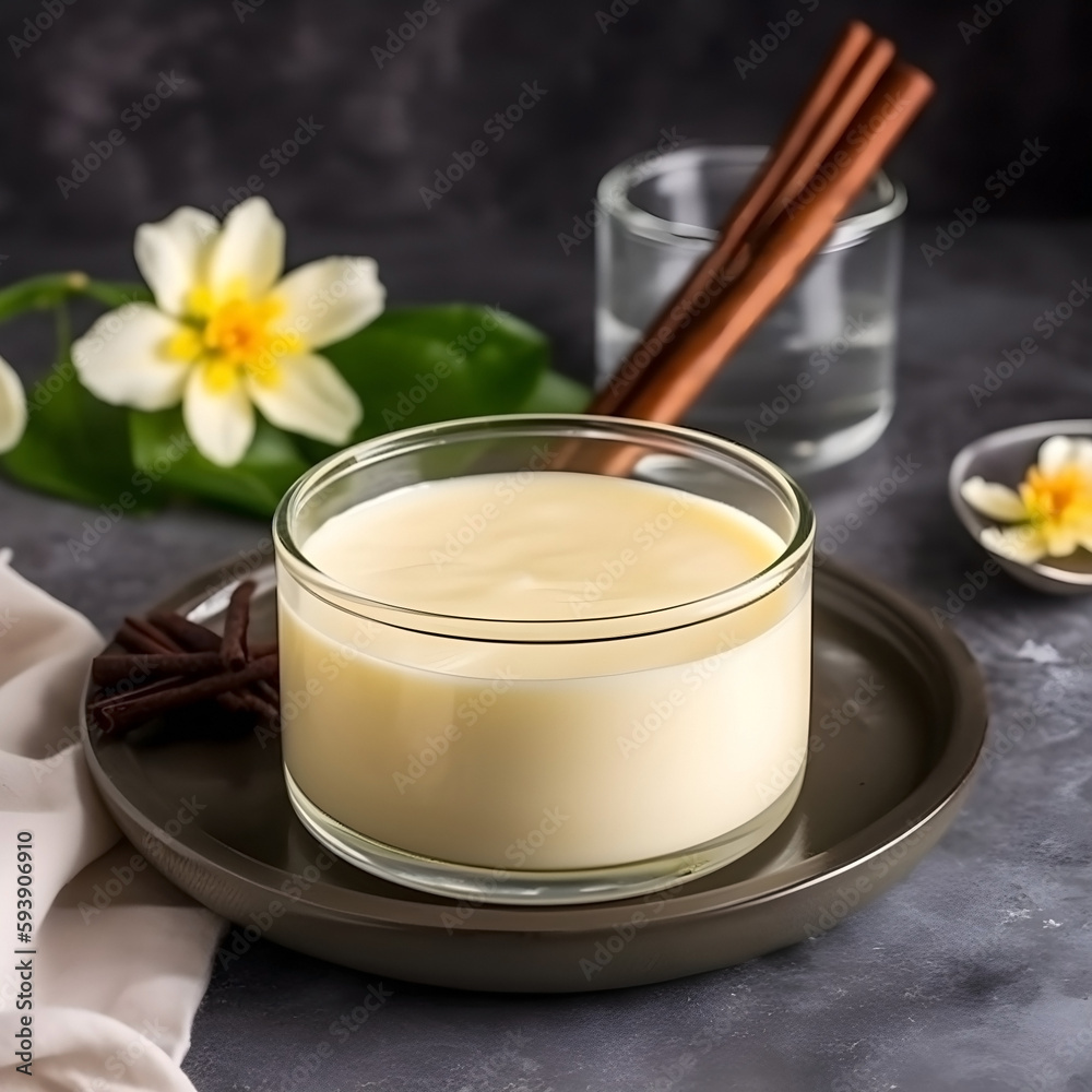 Homemade vanilla pudding.Ai generative. Illustration. Homemade vanilla pudding.Ai generative. Illustration.