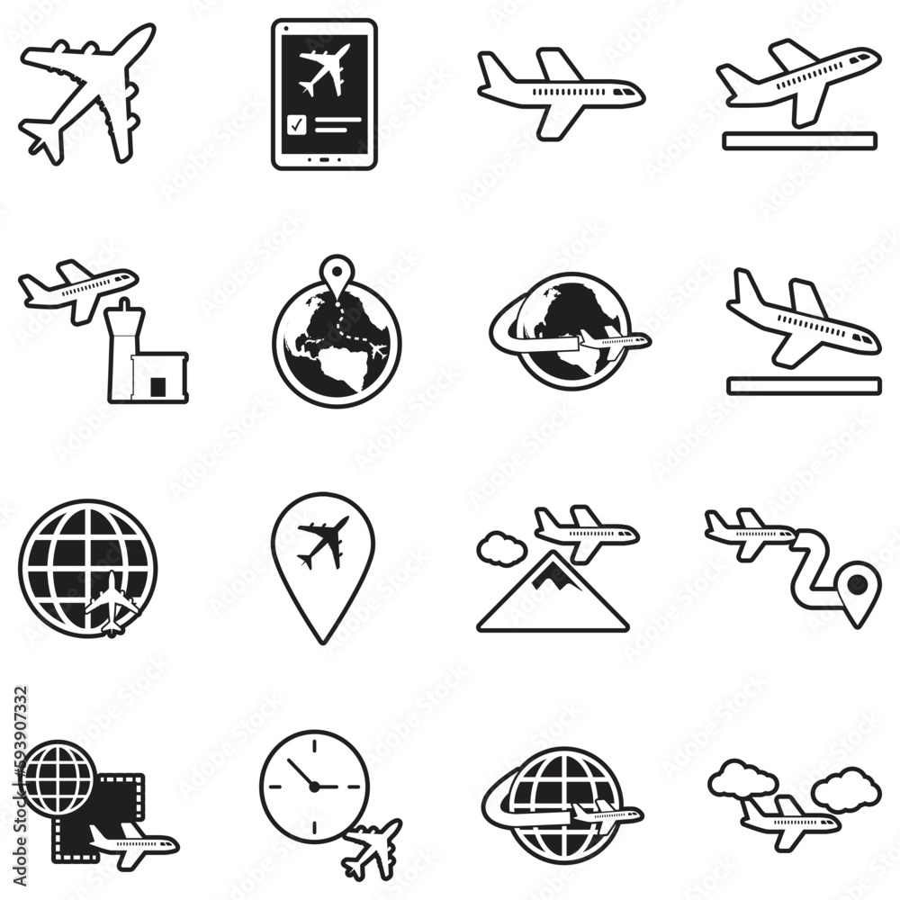 Plane Icons. Line With Fill Design. Vector Illustration. Plane Icons. Line With Fill Design. Vector Illustration.