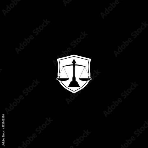 Scales Shield Law firm icon isolated on dark background