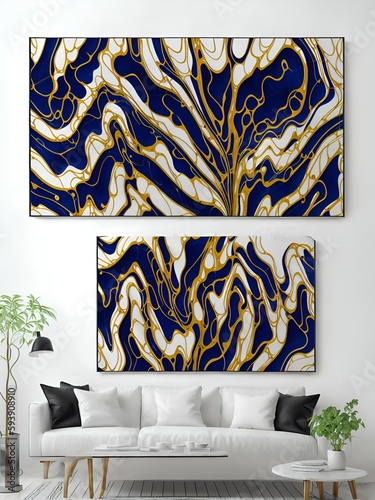 Photo of a cozy living room with a colorful painting as the focal point