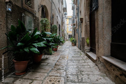 Fototapeta Naklejka Na Ścianę i Meble -  A narrow street among the old houses of Isernia, Italy