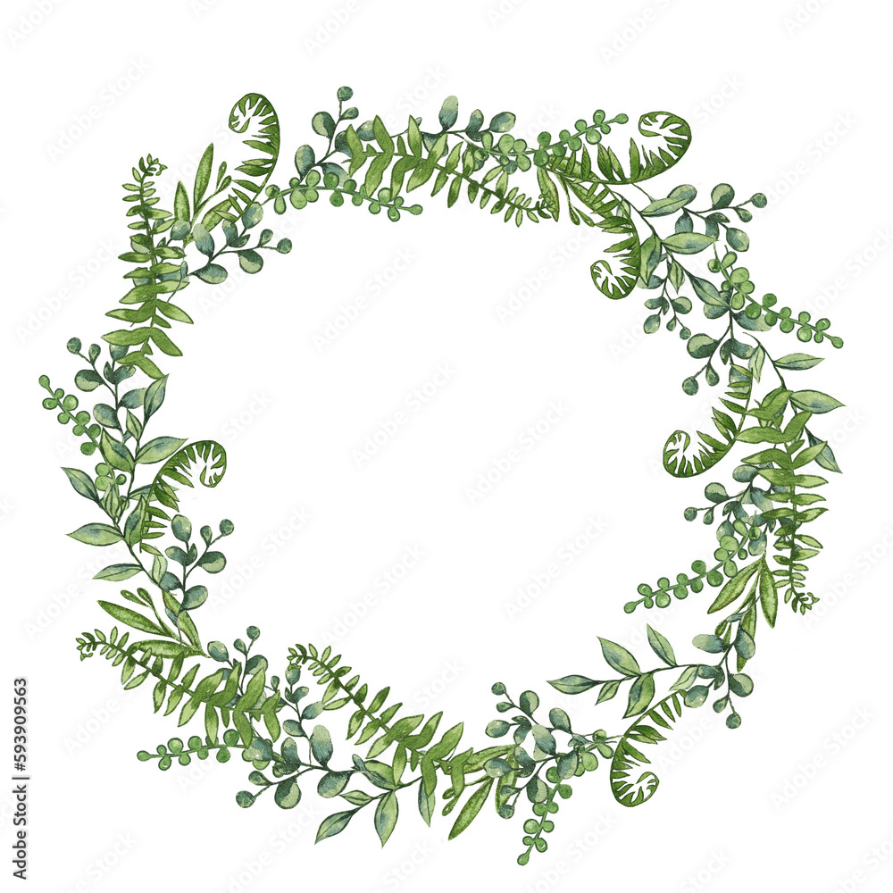 round green frame with eucalyptus leaves. For invitations, cards, design, weddings, bachelorette parties, christenings round green frame with eucalyptus leaves. For invitations, cards, design, weddings, bachelorette parties, christenings