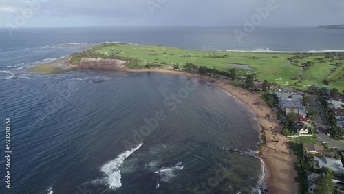 Fishermans Beach And Suburbs In Sydney, NSW, Australia - aerial drone shot photo