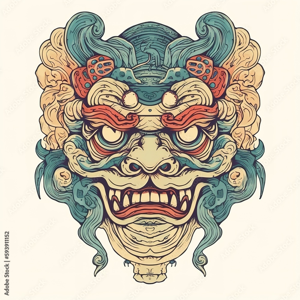 Demon face character illustration, generative ai