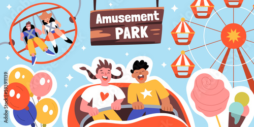 Amusement Park Flat Collage