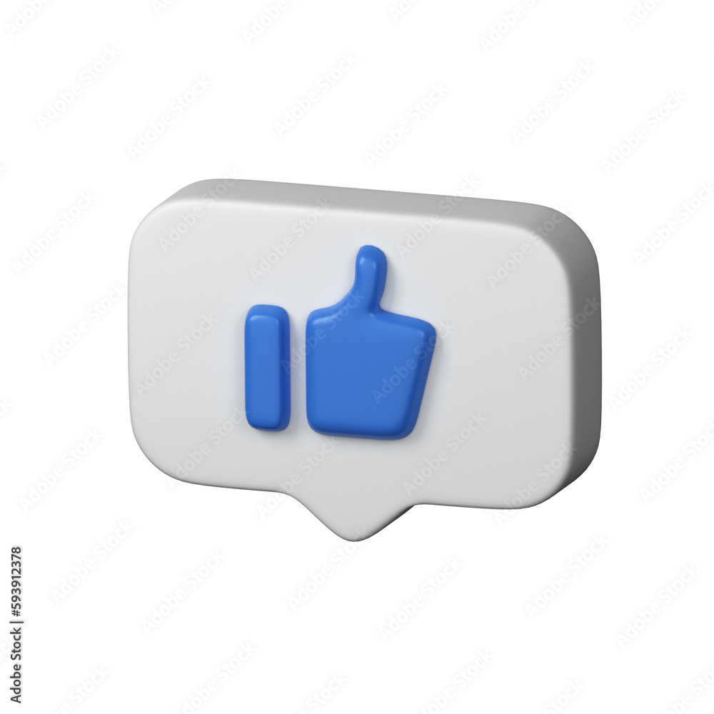 Speech Bubble With Blue Ok Gesture, Thumb Up On White. Symbol Of Like In Social Media. Modern Realistic 3d Icon. 3d Render Isolated On White Background. Speech Bubble With Blue Ok Gesture, Thumb Up On White. Symbol Of Like In Social Media. Modern Realistic 3d Icon. 3d Render Isolated On White Background.