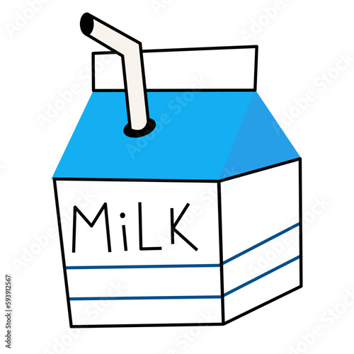 Milk in a carton with a straw.Milk dairy box .World milk day