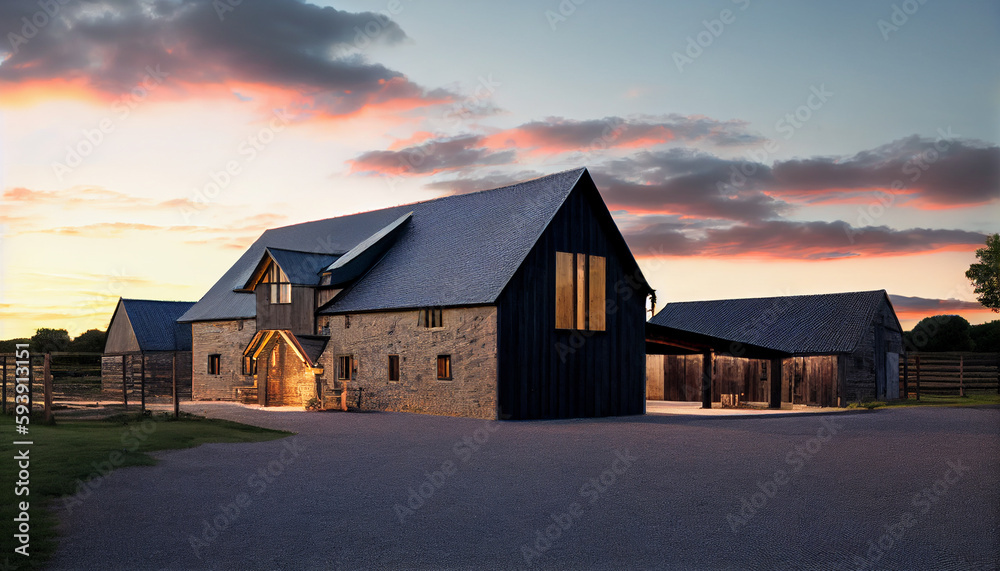 Obraz premium Wooden Barn Farm house
