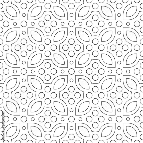 Black and white seamless illustrations. Coloring book, colouring page for children and adults. Decorative abstract linear vector pattern design. Line art drawing. Easy to edit color and line
