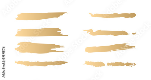 Golden Hand Drawn Brush Line, Stroke Set. Luxury casino doodle scribble highlighters (Full Vector)