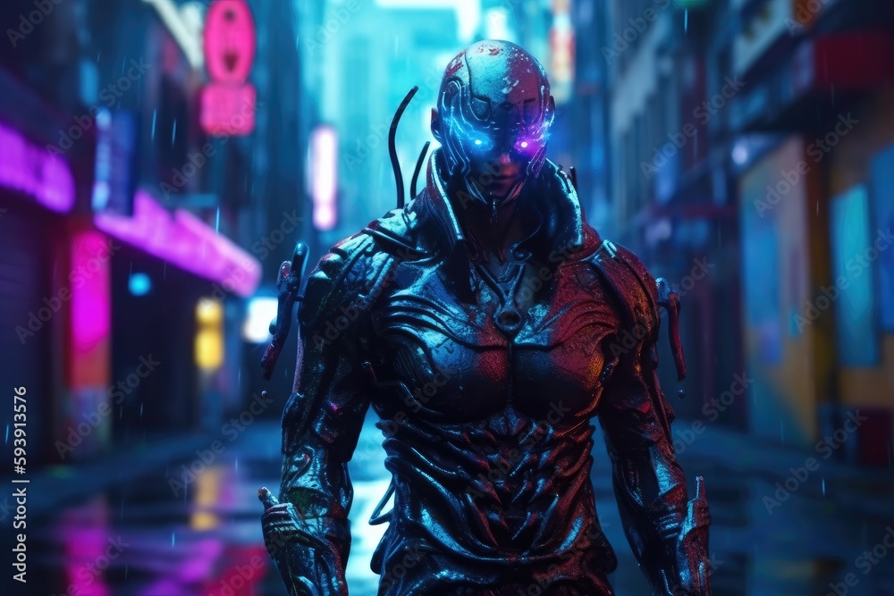 Neon Nightmare: A Fiery Cyberpunk Alien Showdown in the Darkness ...