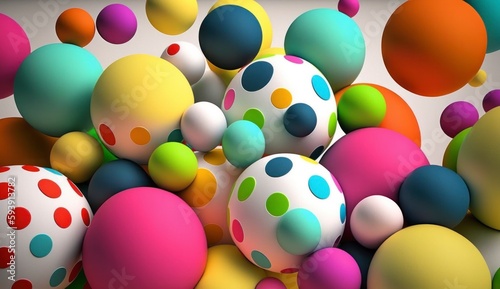 Balls rendered in three dimensions. Background and wallpaper are abstract.Generative AI